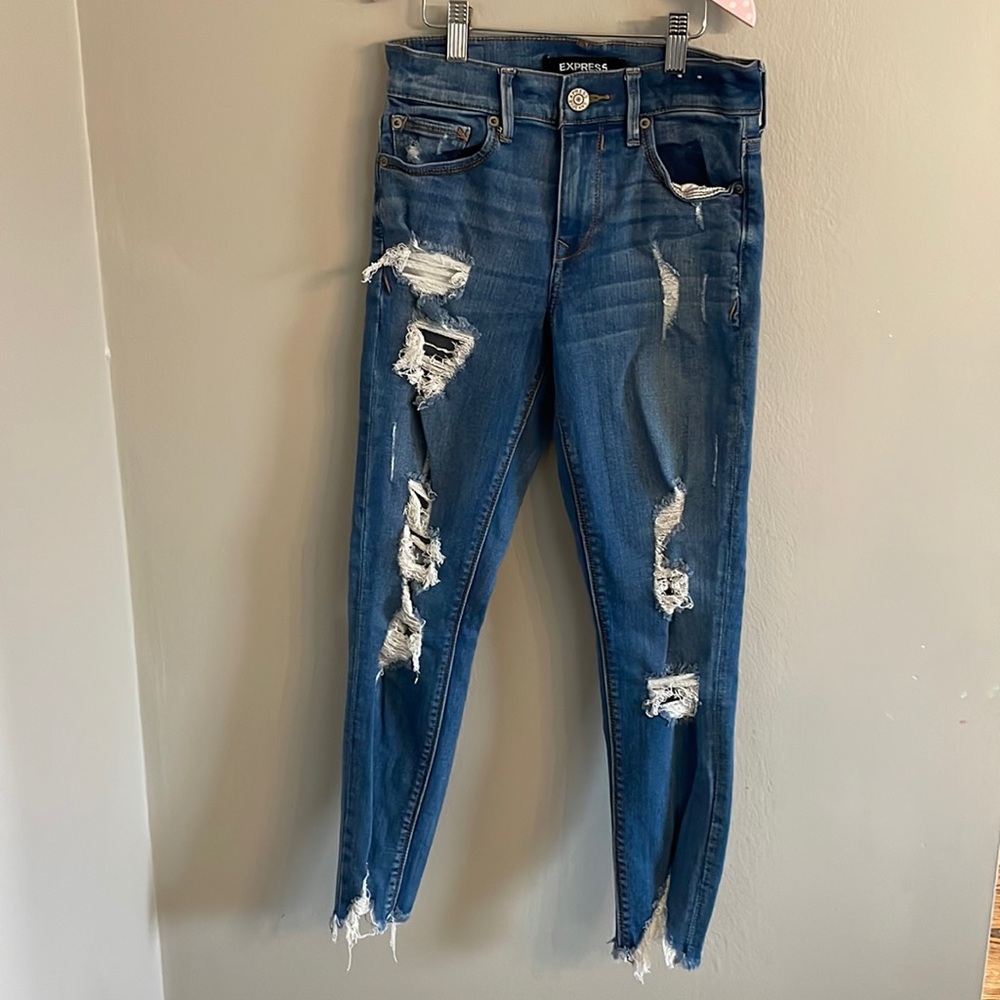 Express Diatressed Performance Stretch Ankle Legg… - image 1